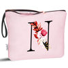Picture of Vavabox A-Z Personalized Makeup Bag,Birthday Gifts for Women Mom,Gifts for Best Friend,Bride Bridesmaid Cosmetic bag (N, Pink)