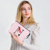 Picture of Vavabox A-Z Personalized Makeup Bag,Birthday Gifts for Women Mom,Gifts for Best Friend,Bride Bridesmaid Cosmetic bag (N, Pink)
