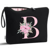 Picture of Vavabox A-Z Personalized Makeup Bag,Birthday Gifts for Women Mom,Gifts for Best Friend,Bride Bridesmaid Cosmetic bag (B, Black)