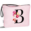 Picture of Vavabox A-Z Personalized Makeup Bag,Birthday Gifts for Women Mom,Gifts for Best Friend,Bride Bridesmaid Cosmetic bag (B, Pink)