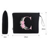 Picture of Vavabox A-Z Personalized Makeup Bag,Birthday Gifts for Women Mom,Gifts for Best Friend,Bride Bridesmaid Cosmetic bag (C, Black)