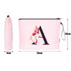 Picture of Vavabox A-Z Personalized Makeup Bag,Birthday Gifts for Women Mom,Gifts for Best Friend,Bride Bridesmaid Cosmetic bag (A, Pink)