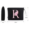 Picture of Vavabox A-Z Personalized Makeup Bag,Birthday Gifts for Women Mom,Gifts for Best Friend,Bride Bridesmaid Cosmetic bag (R, Black)
