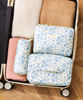 Picture of HBselect Quilted Makeup Bag, 3PCS Cotton Large Travel Makeup Bag, Cute Floral Coquette Make up Bag Cosmetic Bag Toiletry Bag for Women Girls