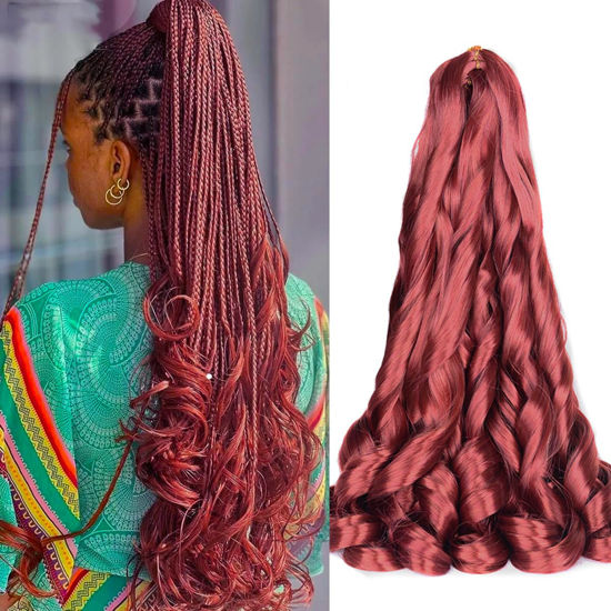 Picture of French Curl Braiding Hair 24 inch Loose Wavy 8 Packs Bouncy Braiding Hair extensions 350/BUG 75g/Pack French Curls Synthetic Hair Extensions(24inch,8packs,350/BUG)