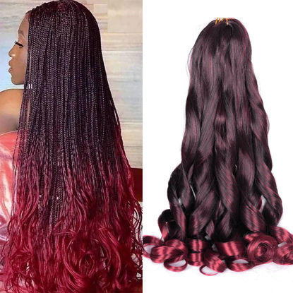Picture of French Curl Braiding Hair,8packs Loose Wavy #TBug Pre Stretched Synthetic Spiral Curly Crochet Braiding Hair 16Inch 75g/pack French Curly Crochet Hair Extensions (16inch,8packs,TBUG)
