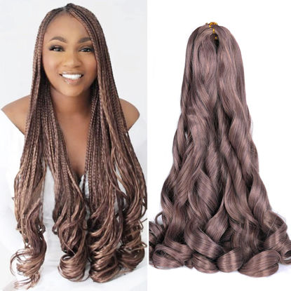 Picture of French Curly Braiding Hair,#BT01 Spanish Curly Braiding Hair for Box Braids 8 Packs Bouncy French Curl Braiding Hair 24 inch Pre Stretched Synthetic Hair Extensions(Pack of 8,#BT01)