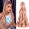 Picture of French Curly Braiding Hair,Loose Wave Braiding Hair 8 Packs 24 Inch 75G/Pack Pink Crochet Braids Hair Spanish Curly Synthetic Spiral Curl Braiding Hair Extensions (24 Inch,8 Packs,#MP1)