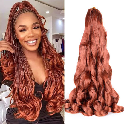 Picture of French Curl Braiding Hair,8Pack Loose Wavy Pre Stretched Synthetic 350# Spiral Curly Crochet Braiding Hair 16Inch 75g/pack French Curly Crochet Hair(16Inch,8 Packs,#350)