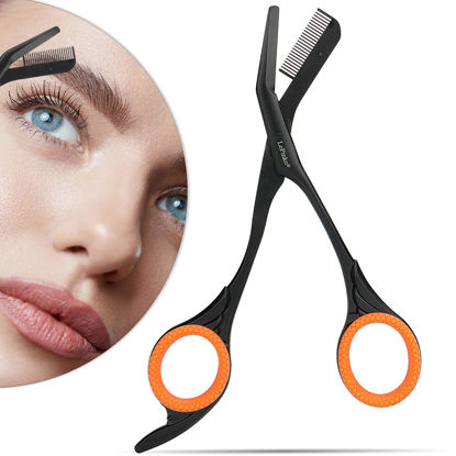 Picture of LePinko Eyebrow Trimming Scissors with Combs, Gifts For Men Women Stocking Stuffers, Black