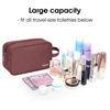 Picture of Narwey Travel Toiletry Bag for Women Traveling Dopp Kit Makeup Bag Organizer for Toiletries Accessories Cosmetics (Jujube Red)