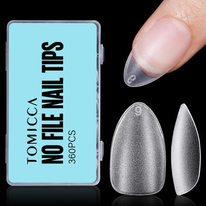 Picture of TOMICCA Short Almond Gel x Tips, 360Pcs Soft Almond Nail Tips, Full Matte Fake Almond Gel x Tips, Acrylic Short Almond Nails Home DIY Manicure 15 Sizes