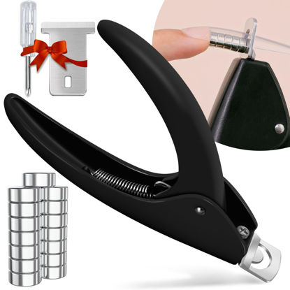 Picture of Black Adjustable Nail Clippers with Magnet Sizers for Acrylic Nails, Professional Stainless Steel Fake False Nail Tip Sharp Clipper Cutter Trimmer, Manicure Tool for Salon Home Nail Art