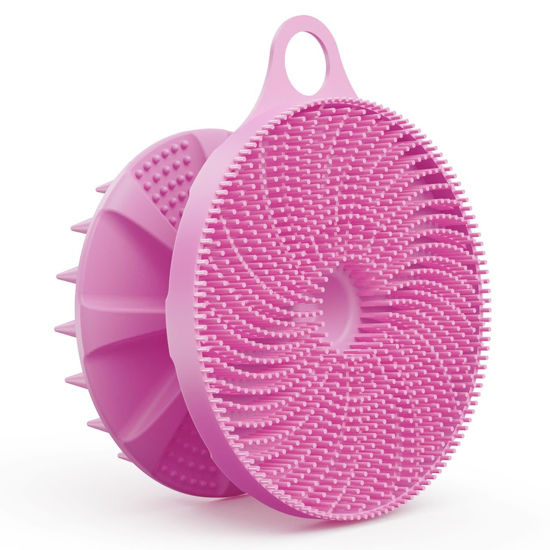 Picture of BEAUTAIL 2 in 1 Silicone Brush, Body Shower Scrubber and Scalp Hair Massager Shampoo Brush, Deeply Cleanse Skin, Dandruff Removal and Hair Growth, Gentle for Women Men Sensitive Skin, 1 Pack (Lilac)