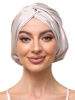 Picture of Satin Silk Sleeping Bonnet for Women Men: Adjustable Curly Hair Braid Wrap Night Cap Tie Elastic Drawstring Band - Champagne