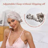 Picture of Satin Silk Sleeping Bonnet for Women Men: Adjustable Curly Hair Braid Wrap Night Cap Tie Elastic Drawstring Band - Champagne