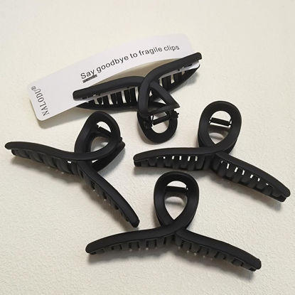Picture of Nalodu 5 Inch Hair Claw Clips Extra Large No Slip Big Matte Jaw Butterfly Clip for Long Curly Thick Hair Women, 4 Pack Black