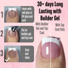 Picture of NOVO OVO French Tip Toe Nail Tips Press on, Sharp Square Pre-Designed Soft Gel False Toenail Extension, BROWN PINK Pre-applied Tip Primer & Base Coat, Full Cover Acrylic for DIY x 15 Sizes 240 pcs