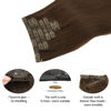 Picture of DOORES Human Hair Clip in Extensions, Chocolate Brown 14 Inch 7pcs 110g, Seamless Clip in Hair Extensions Seamless Weft Remy Thick Hair Straight Natural Hair Invisi Edge Hair Extensions