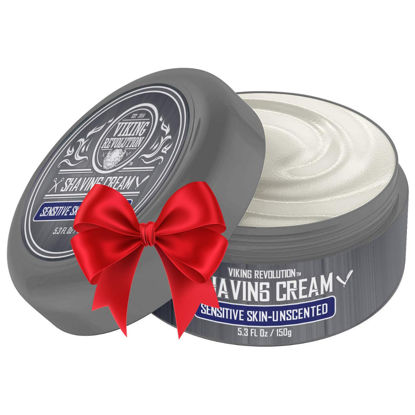 Picture of Luxury Shaving Cream for Sensitive Skin- Unscented - Soft, Smooth & Silky Shaving Soap - Rich Lather for the Smoothest Shave - 5.3oz