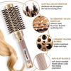 Picture of Round Brush for Blow Out, Nano Thermal Ceramic & Ionic Tech Round Barrel Hair Brush with Boar Bristles, Roller Brush for Blow Drying and Styling, 4 Free Clips (2 Inch, Barrel 1 inch, 25mm)