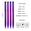 Picture of KGBFASS Purple Clip in on Colored Hair Extensions 20inch One Color Clip on Hairpieces Long Straight Halloween Cosplay Christmas Party Highlights Synthetic Colorful Hair for Women Girls 16Pcs