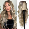 Picture of Colorful Quen 26 Inch Long Ash Blonde Wig for Women Ombre Blonde Highlight Wigs Middle Part Synthetic Lace Wig for Daily Cosplay Party Use