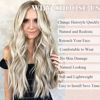 Picture of Colorful Quen 26 Inch Long Ash Blonde Wig for Women Ombre Blonde Highlight Wigs Middle Part Synthetic Lace Wig for Daily Cosplay Party Use