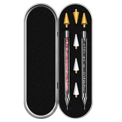 Picture of Vikerer Rhinestone Picker, 2 Pack Diamond Art Painting Dotting Pen, Dual-end Rhinestones Applicator Pickup Tool for Nail Gems Flatback Swarovski Crystal DIY with 4 Extra Tips