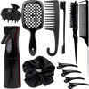 Picture of 12 Pcs Hair Styling Brush Set with Detangler, Teasing, Rat Tail, Edge Brushes and Baby Hair Brushes - Soft Bristles for Baby Girls and Women (Black)
