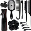 Picture of 12 Pcs Hair Styling Brush Set with Detangler, Teasing, Rat Tail, Edge Brushes and Baby Hair Brushes - Soft Bristles for Baby Girls and Women (Black)