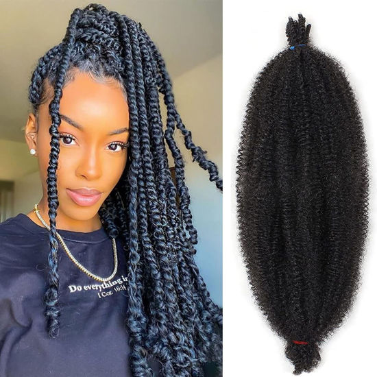 Picture of 20 Inch Pre-Separated Springy Afro Twist Hair 8 Packs Spring Twist Hair For Distressed Soft Locs Natural Black Marley Twist Braiding Hair Synthetic Hair Extension For Black Women (8 Strands/Pack,1B#)