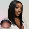 Picture of Flady 14 inch Put On and Go Bob Wig Human Hair Glueless Wigs Human Hair Pre Plucked Pre Cut 13X4 HD Straight Lace Front Wigs Human Hair 150% Density Short Frontal Bob Wigs Beginners Wig For Women