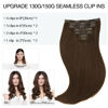Picture of DOORES Clip in Hair Extensions, Chocolate Brown 150g 7pcs 22 Inch Virgin Human Hair Clip in Extensions, Invisible Edge Clip in Hair Extensions, Real Hair Extensions Clip in Human Hair