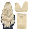 Picture of DOORES Clip in Hair Extensions Human Hair Platinum Blonde 18 Inch 120g 7pcs Remy Human Hair Extensions Clip in Real Natural Hair Straight
