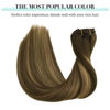 Picture of DOORES Human Hair Clip in Extensions Balayage Chocolate Brown to Caramel Blonde 24 Inch 120g 7pcs Hair Extensions Clip in Remy Human Hair Extensions Natural Straight Hair Extensions