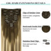 Picture of DOORES Hair Extensions Clip in Human Hair, Balayage Walnut Brown to Ash Brown and Bleach Blonde 150g 9pcs 20 Inch, Real Human Hair Extensions Clip in Straight Natural Hair Extensions