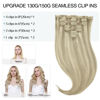Picture of DOORES Clip in Hair Extensions Real Human Hair, Ash Blonde Highlighted Platinum Blonde 130g 7pcs 16 Inch Clip in Virgin Hair Extensions Invisible Edge, Hair Extensions Real Human Hair