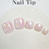 Picture of Flower Press on Toenails Pink Fake Toe Nails Floral False Toenails Glossy Full Cover Acrylic Toenails with Design Nude Pink Toe Press on Nails Toe Nail Press ons for Women Manicure 24Pcs