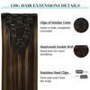 Picture of DOORES Human Hair Clip in Extensions, Balayage Dark Brown to Chestnut Brown 14 Inch 9pcs 150g, Hair Extensions Real Human Hair Clip ins Remy Hair Extensions Clip in Human Hair Straight Thick