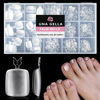 Picture of UNA GELLA Toe Nail Tips 312 Pcs Square Round Full Cover Fake Toe Nails Press On Clear 15 Sizes Pre-shape Soft Gel x Toe Nail Tips Double Matte Acrylic Toenails for Nail Extensions DIY Home Nail Salon