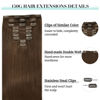 Picture of DOORES Clip in Hair Extensions Real Human Hair, Chocolate Brown 18 Inch 150g 9pcs, Human Hair Clip in Extensions Human Hair Natural Real Hair Extensions Clip in Human Hair Straight Thick