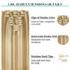 Picture of DOORES Hair Extensions Clip in Human Hair, Dark Blonde Highlighted Bleach Blonde 150g 9pcs 14 Inch, Remy Clip in Human Hair Extensions Real Natural Hair Extensions