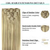 Picture of DOORES Human Hair Clip in Extensions, Light Blonde Highlighted Golden Blonde 150g 9pcs 20 Inch, Clip in Extensions Human Hair Natural Remy Clip in Hair Extensions Straight Thick Hair Extensions