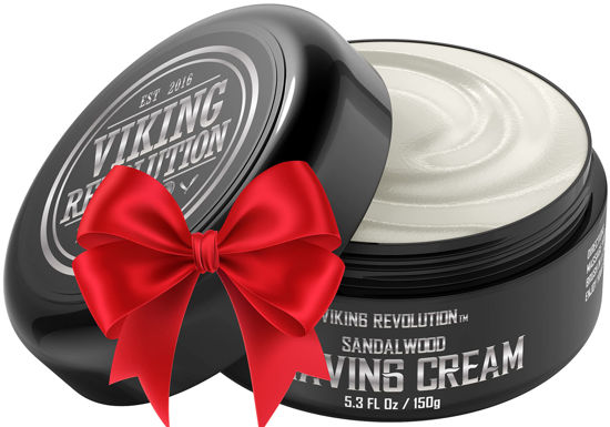 Picture of Viking Revolution Luxury Shaving Cream for Men- Sandalwood Scent - Soft, Smooth & Silky Shaving Soap - Rich Lather for the Smoothest Shave - 5.3oz