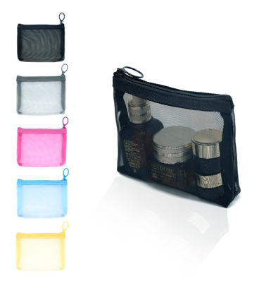 Picture of patu Widened Mini Zipper Mesh Bags, Size S, 5" x 4" x 2", 5 Pieces, Beauty Makeup Lipstick Cosmetic Accessories Organizer, Small Travel Kit Storage Pouch, Assorted Colors
