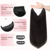 Picture of GOO GOO Wire Hair Extensions Human Hair, 1B Natural black Natural 16inch 95g, Invisible Wire Hair Extensions with Transparent, Seamless Fish Line Hairpiece