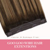 Picture of GOO GOO Wire Hair Extensions Human Hair, 4/27/4 Chocolate Brown with Caramel Blonde Balayage 14inch 75g, Invisible Wire Hair Extensions with Transparent, Seamless Fish Line Hairpiece