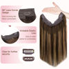 Picture of GOO GOO Wire Hair Extensions Human Hair, 4/27/4 Chocolate Brown with Caramel Blonde Balayage 16inch 95g, Invisible Wire Hair Extensions with Transparent, Seamless Fish Line Hairpiece