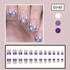 Picture of Tyuimhx Christmas Press on Nails Short Square Fake Nails With Snowflake Designs Purple Glitter French Tip False Nails Full Cover Stick on Nails Acrylic Winter Xmas Artificial Nails for Women 24 Pcs